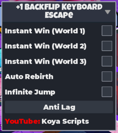 +1 Backflip Keyboard Escape Script - Instant Win, Auto Rebirth, Infinite Jump
