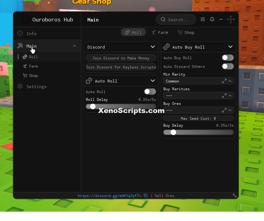 Sell Ores Keyless Script | Ouroboros Hub