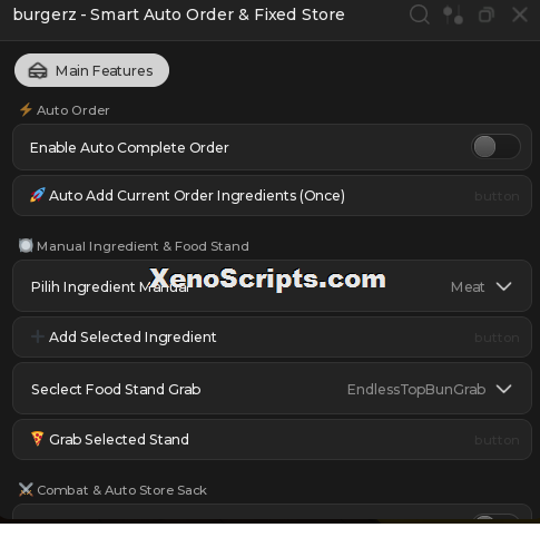 Burgerz script - Smart Auto Order and Fixed Store