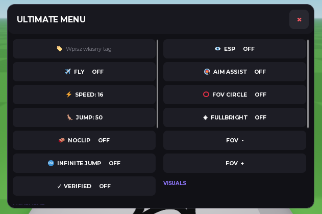 Admin menu in roblox game / jump , noclip