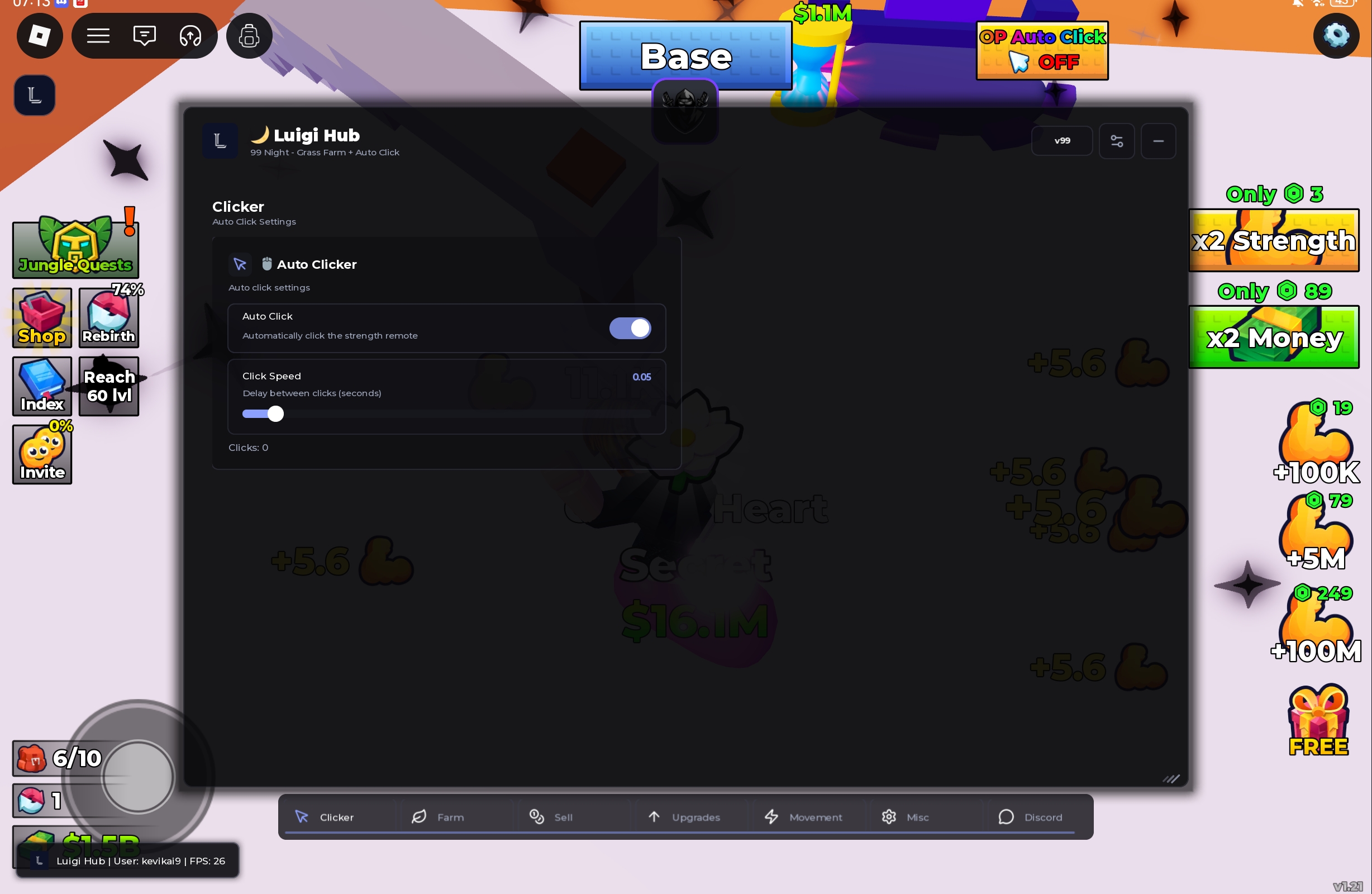 +1 Cut Grass Adventure script by Luigi hub | Auto Clicker