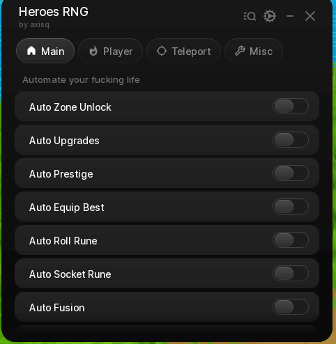 Heroes RNG script made by Axisq (keyless) | Auto equip best