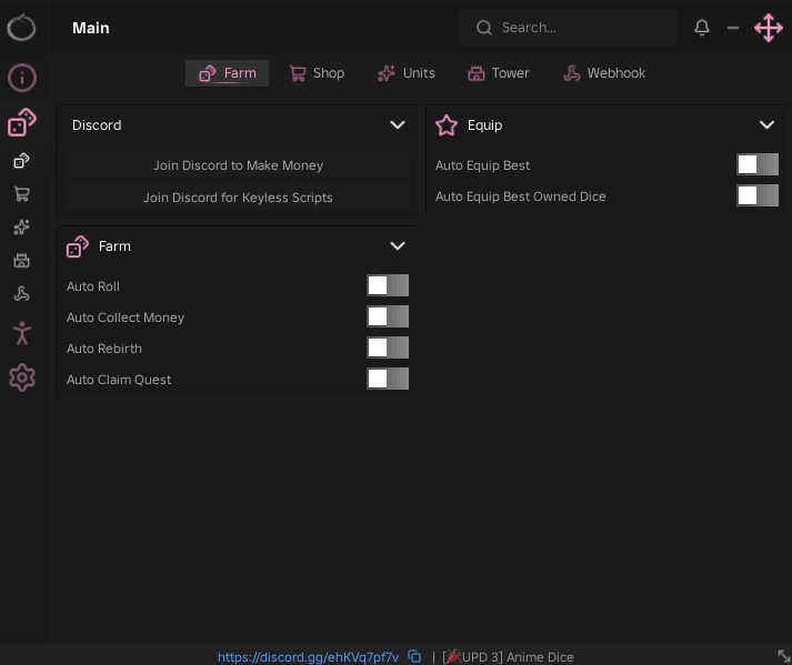anime dice script keyless | auto roll, auto collect money,
