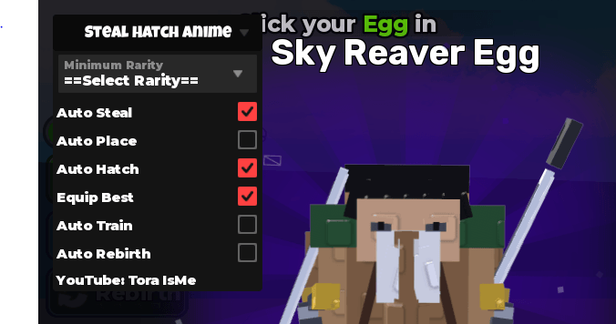 Steal and Hatch Anime Eggs Keyless Script | Tora IsMe