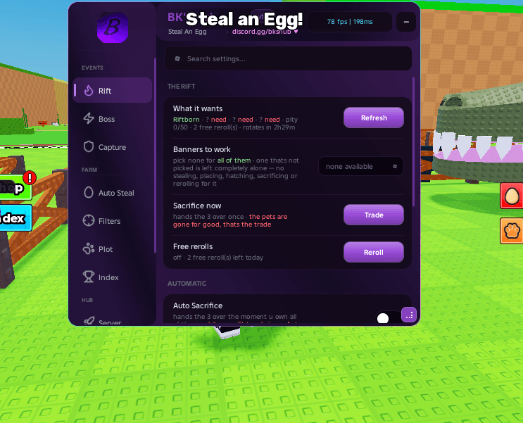 Steal An Egg | BK's Hub, Rift & Boss