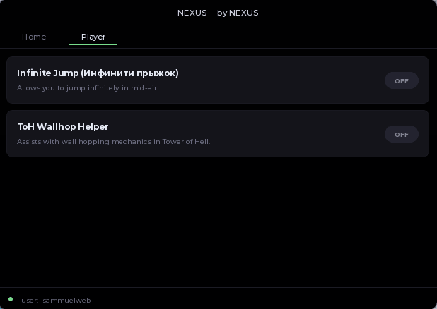 ToH script made by Nexus | inf jump, wallhop helper