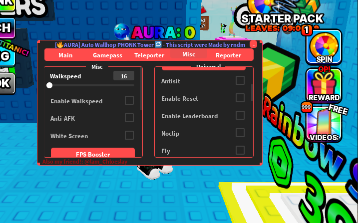 Auto Wallhop PHONK Tower Script By RNDM