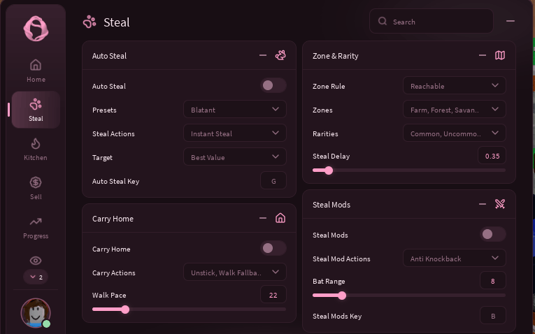 Cook An Animal script keyless | auto steal, zone rule,