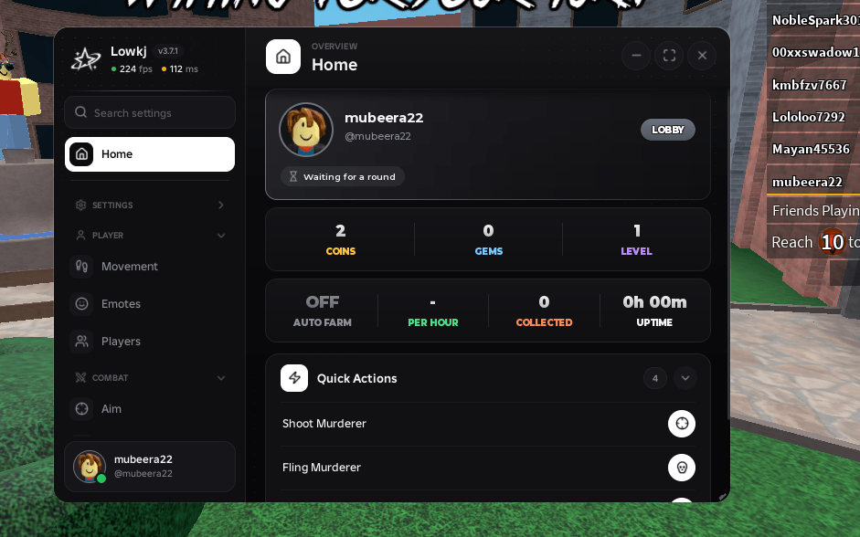 Murder Mystery 2 Lowkj | Movement, Emotes & Aim