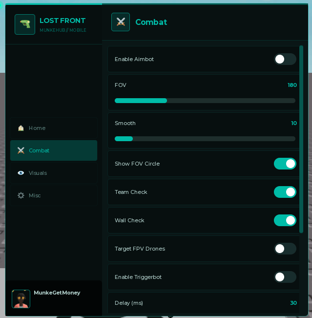 MunkeHub The Lost Front script (No Keys) | Combat, Aimbot