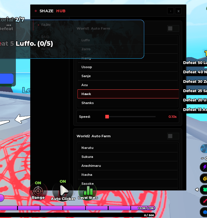 Shaze Hub Anime Levels Script | Auto farm [No Key]