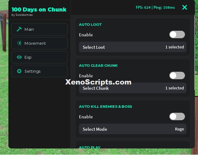 100 Days on Chunk script by Sosikomras | Auto Farm Auto Kill