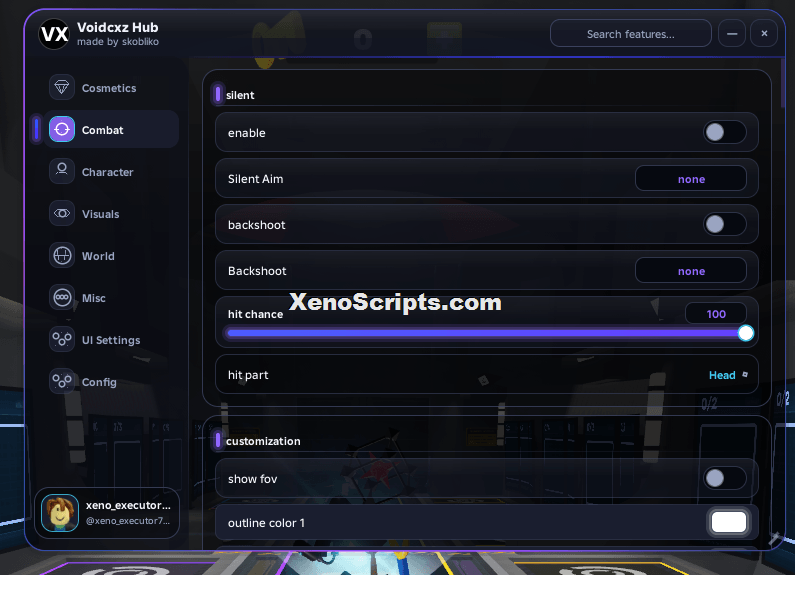 Voidcxz Hub Rivals script made by Skobliko | Skin changer, Silent aim