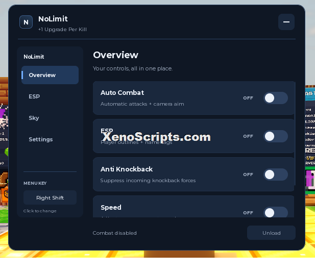 NoLimit +1 Upgrade Per Kill script keyless | Auto combat
